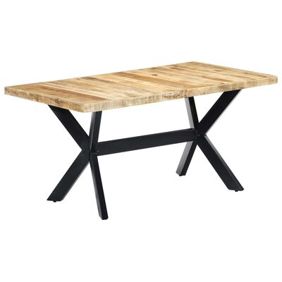 vidaXL Dining Table 63"x31.5"x29.5" Solid Rough Mango Wood