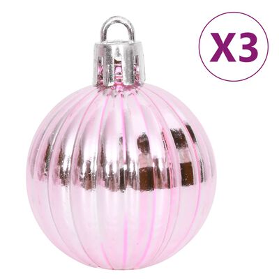 vidaXL 65 Piece Christmas Bauble Set Pink/Red/White