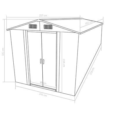 vidaXL Garden Shed 101.2"x154.3"x71.3" Metal Anthracite