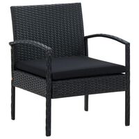 vidaXL Patio Chair with Cushion Poly Rattan Black