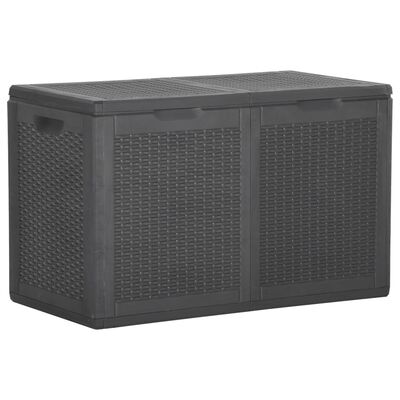 vidaXL Patio Storage Box 47.6 gal Black PP Rattan