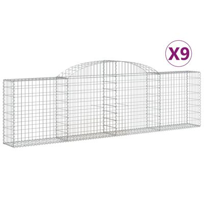 vidaXL Arched Gabion Baskets 9 pcs 118.1"x11.8"x31.5"/39.4" Galvanized Iron