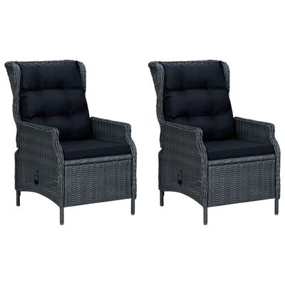 vidaXL 3 Piece Patio Lounge Set with Cushions Poly Rattan Dark Gray