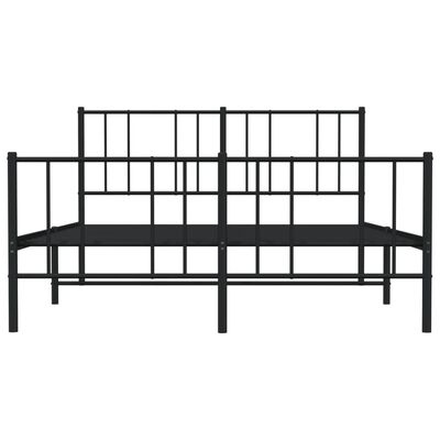 vidaXL Metal Bed Frame without Mattress with Footboard Black 53.1"x74.8"