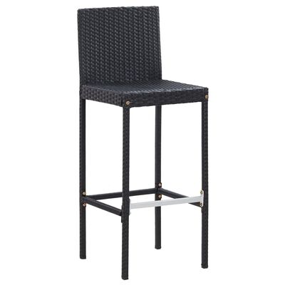 vidaXL 7 Piece Patio Bar Set with Cushions Poly Rattan Black