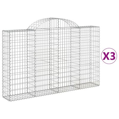 vidaXL Arched Gabion Baskets 3 pcs 78.7"x11.8"x47.2"/55.1" Galvanized Iron