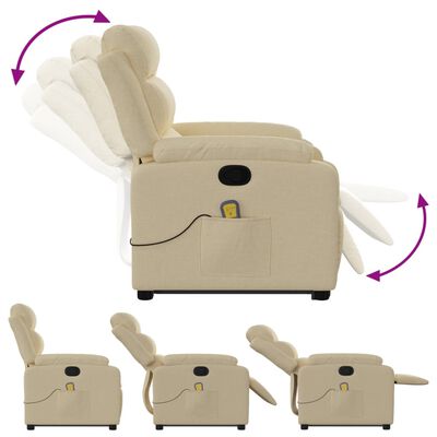 vidaXL Stand up Massage Recliner Chair Cream Fabric