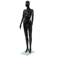 vidaXL Full Body Female Mannequin with Glass Base Glossy Black 68.9"