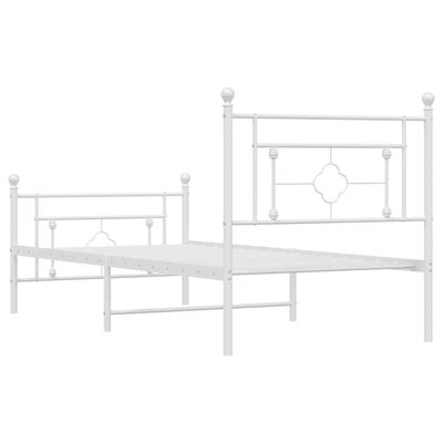 vidaXL Metal Bed Frame without Mattress with Footboard White 39.4"x78.7"