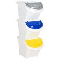 vidaXL Stackable Waste Bins with Lids 3 pcs White PP 20.6 gal