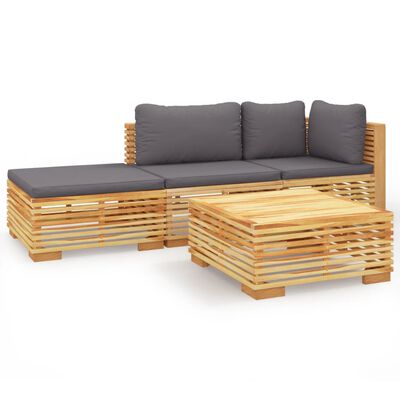 vidaXL 4 Piece Patio Lounge Set with Cushions Solid Wood Teak