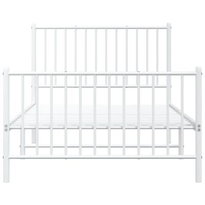 vidaXL Metal Bed Frame without Mattress with Footboard White 39.4"x74.8"