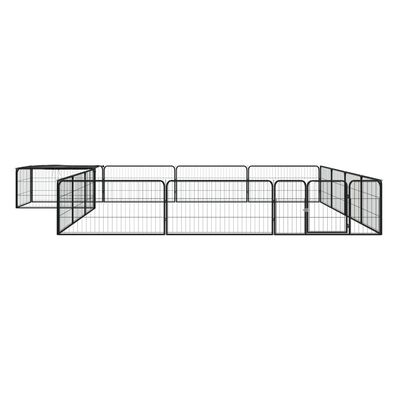 vidaXL 16-Panel Dog Playpen Black 39.4"x19.7" Powder-coated Steel