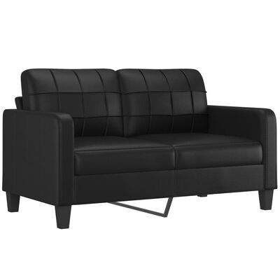 vidaXL 2 Piece Sofa Set with Cushions Black Faux Leather