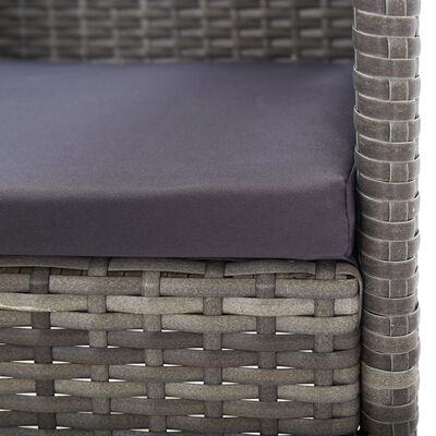 vidaXL Patio Chairs with Dark Gray Cushions 2 pcs Gray Poly Rattan