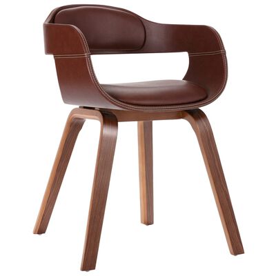 vidaXL Dining Chair Brown Bentwood and Faux Leather