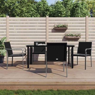 vidaXL 5 Piece Patio Dining Set with Cushions Poly Rattan and Steel