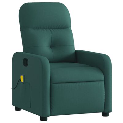 vidaXL Massage Recliner Chair Dark Green Fabric