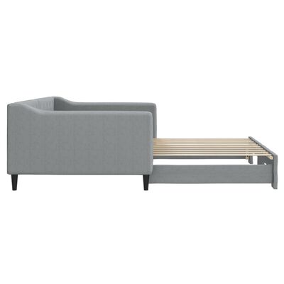 vidaXL Daybed with Trundle Light Gray 39.4"x74.8" Fabric