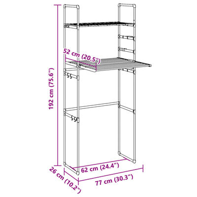 vidaXL Washing Machine Shelf 30.3"x20.5"x75.6" Aluminum