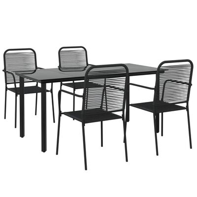 vidaXL 5 Piece Patio Dining Set Black Cotton Rope and Steel