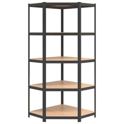 vidaXL 5-Layer Corner Shelf Anthracite Steel&Engineered Wood