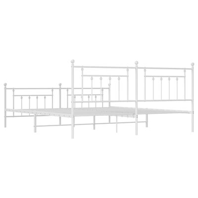 vidaXL Metal Bed Frame without Mattress with Footboard White 76"x79.9"