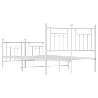 vidaXL Metal Bed Frame without Mattress with Footboard White 53.1"x74.8"