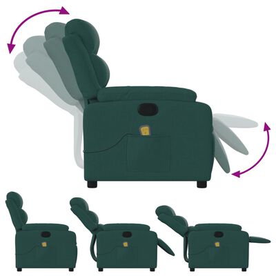 vidaXL Massage Recliner Chair Dark Green Fabric