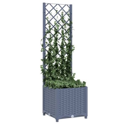 vidaXL Garden Planter with Trellis Dark Gray 15.7"x15.7"x53.5" PP