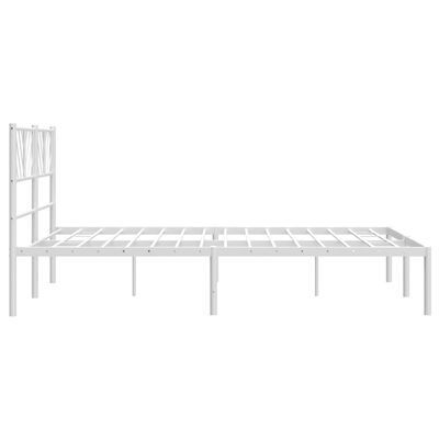 vidaXL Metal Bed Frame without Mattress with Headboard White 59.1"x78.7"