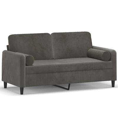 vidaXL 2-Seater Sofa with Pillows&Cushions Dark Gray 55.1" Velvet