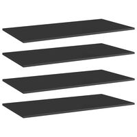 vidaXL Bookshelf Boards 4 pcs High Gloss Black 39.4"x19.7"x0.6" Engineered Wood