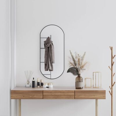 vidaXL Wall Mirror Black 35.4"x15.7" Oval