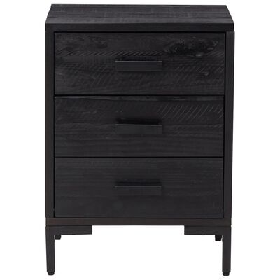 vidaXL Bedside Cabinet Black 15.7"x11.8"x21.7" Solid Wood Pine