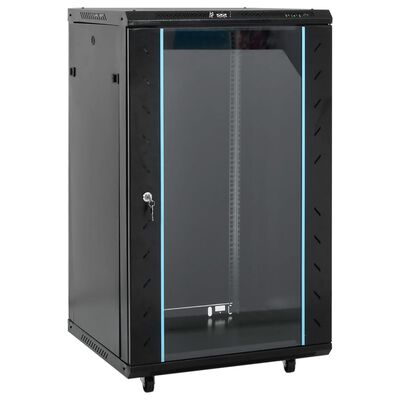 vidaXL 18U Network Cabinet 19" IP20 Black 23.6"x23.6"x39.4"