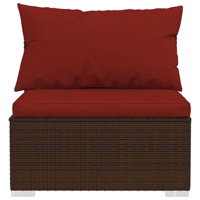 vidaXL 12 Piece Patio Lounge Set with Cushions Poly Rattan Brown