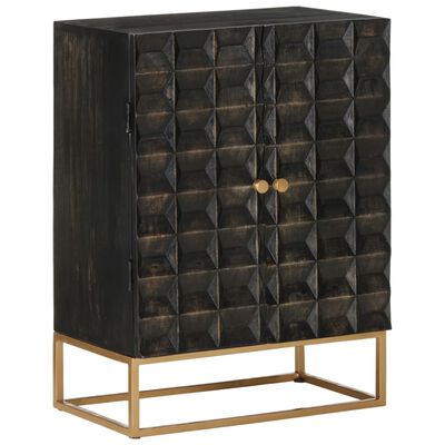 vidaXL Sideboard Black 21.7"x13.4"x29.5" Solid Wood Mango and Iron