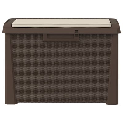 vidaXL Patio Storage Box with Seat Cushion Brown 33 gal PP