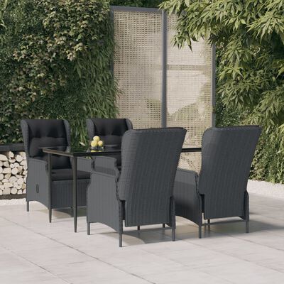 vidaXL 5 Piece Patio Dining Set Dark Gray Poly Rattan