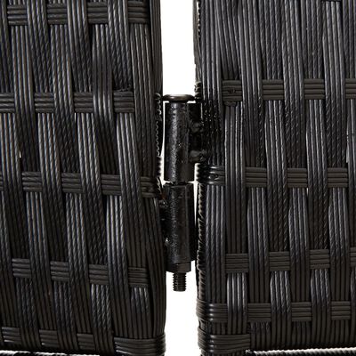 vidaXL Room Divider 5 Panels Black Poly Rattan