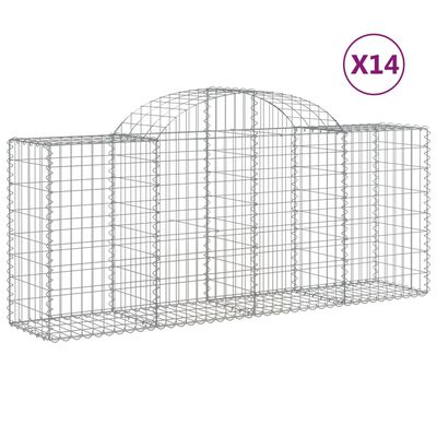 vidaXL Arched Gabion Baskets 14 pcs 78.7"x19.7"x31.5"/39.4" Galvanized Iron