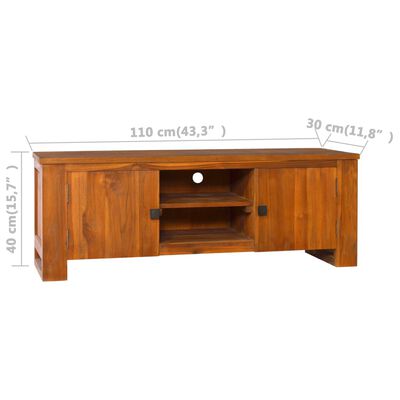 vidaXL TV Stand 43.3"x11.8"x15.7" Solid Wood Teak