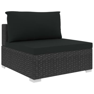 vidaXL 9 Piece Patio Lounge Set with Cushions Poly Rattan Black