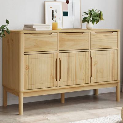 vidaXL Sideboard FLORO Wax Brown 44.9"x16.9"x29.1" Solid Wood Pine