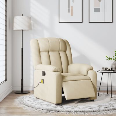 vidaXL Electric Massage Recliner Chair Cream Fabric