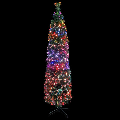 vidaXL Artificial Slim Christmas Tree with Stand 7 ft Fiber Optic