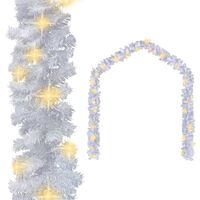 vidaXL Christmas Garland with LED Lights White 16 ft PVC