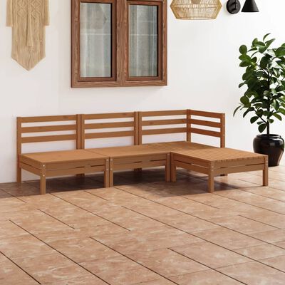 vidaXL 4 Piece Patio Lounge Set Solid Pinewood Honey Brown