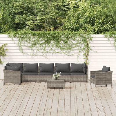 vidaXL 8 Piece Patio Lounge Set with Cushions Gray Poly Rattan